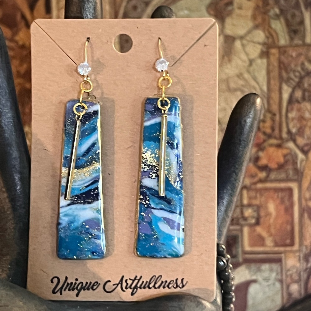 Blue and Gold Earrings
